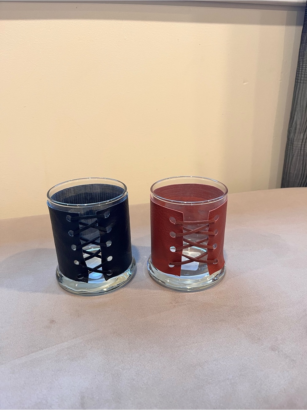 Faux Leather-Sleeve Glass Tumblers Set of 2